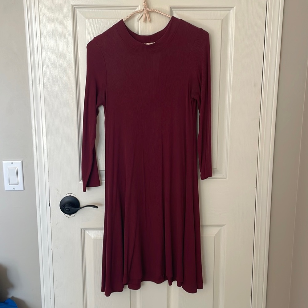 Burgundy red tee shirt dress